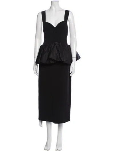 Pre-owned Herve Leger Square Neckline Knee-length Dress In Black