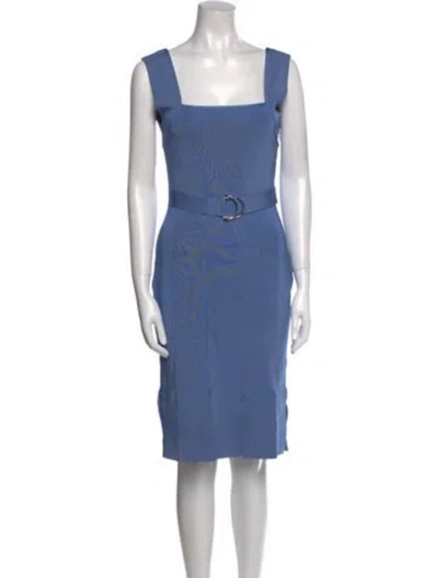 Pre-owned Herve Leger Square Neckline Knee-length Dress In Blue