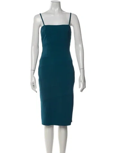 Pre-owned Herve Leger Square Neckline Knee-length Dress In Blue