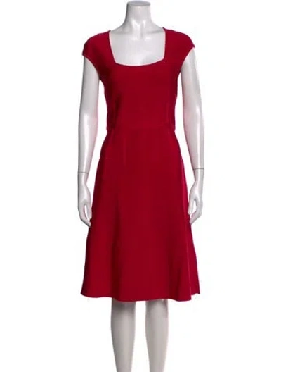 Pre-owned Herve Leger Square Neckline Knee-length Dress W/ Tags In Red