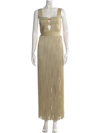Pre-owned Herve Leger Square Neckline Long Dress