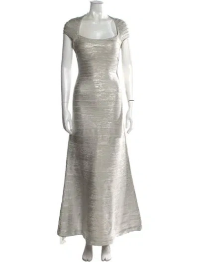 Pre-owned Herve Leger Square Neckline Long Dress