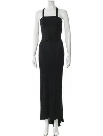 Pre-owned Herve Leger Square Neckline Long Dress In Black