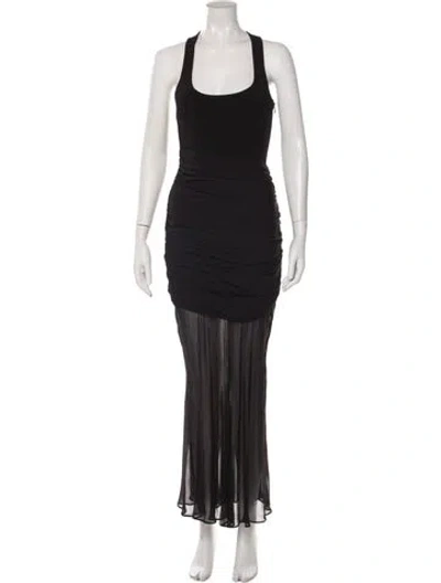 Pre-owned Herve Leger Square Neckline Long Dress In Black
