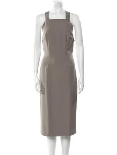 Pre-owned Herve Leger Square Neckline Long Dress In Neutral