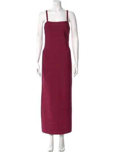 Pre-owned Herve Leger Square Neckline Long Dress W/ Tags W/tags In Pink