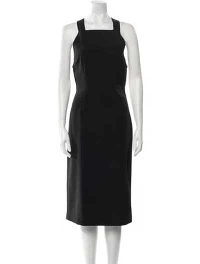Pre-owned Herve Leger Square Neckline Midi Length Dress In Black