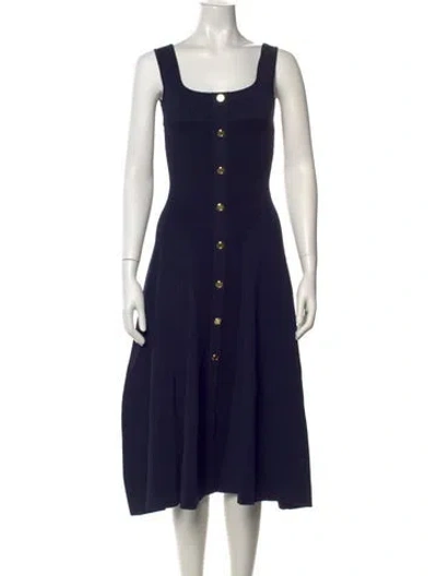 Pre-owned Herve Leger Square Neckline Midi Length Dress In Blue