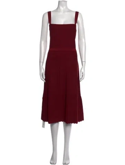Pre-owned Herve Leger Square Neckline Midi Length Dress In Burgundy