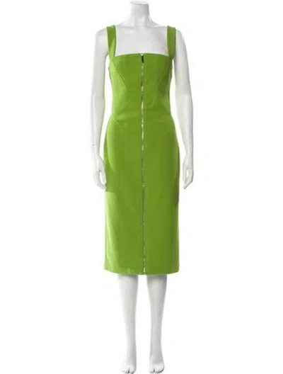 Pre-owned Herve Leger Square Neckline Midi Length Dress In Green