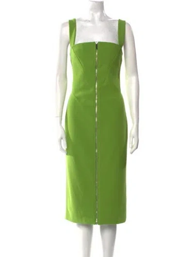 Pre-owned Herve Leger Square Neckline Midi Length Dress In Green