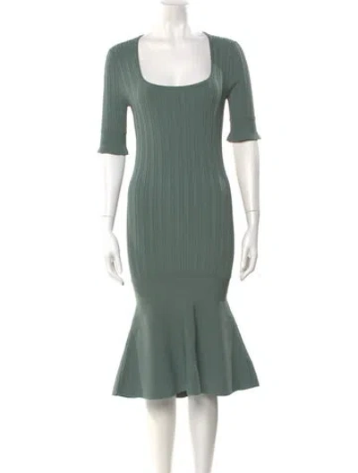 Pre-owned Herve Leger Square Neckline Midi Length Dress In Green