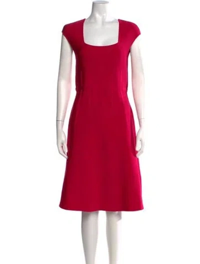 Pre-owned Herve Leger Square Neckline Midi Length Dress In Pink