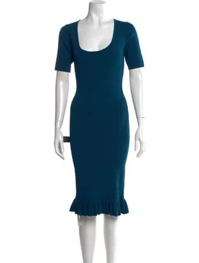 Pre-owned Herve Leger Square Neckline Midi Length Dress W/ Tags In Blue