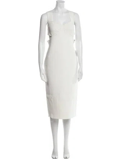 Pre-owned Herve Leger Square Neckline Midi Length Dress W/ Tags In Neutral