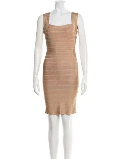 Pre-owned Herve Leger Square Neckline Mini Dress