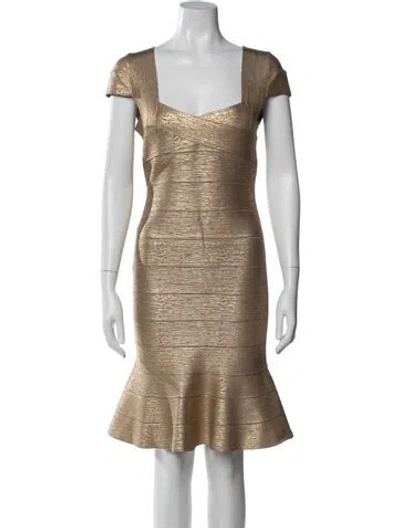 Pre-owned Herve Leger Square Neckline Mini Dress