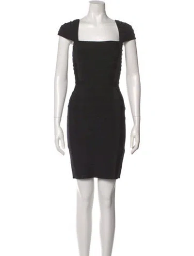 Pre-owned Herve Leger Square Neckline Mini Dress In Black