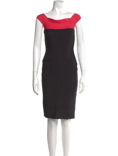 Pre-owned Herve Leger Square Neckline Mini Dress In Black