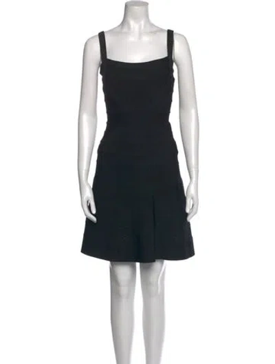 Pre-owned Herve Leger Square Neckline Mini Dress In Black