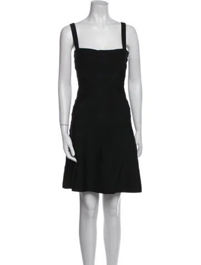 Pre-owned Herve Leger Square Neckline Mini Dress In Black