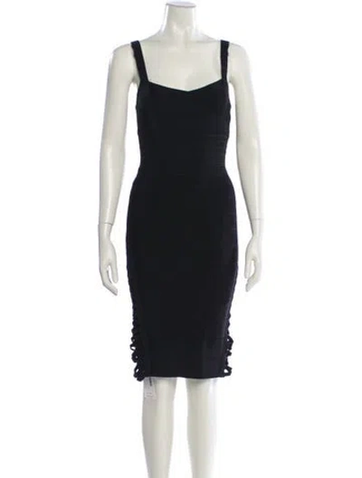 Pre-owned Herve Leger Square Neckline Mini Dress In Black