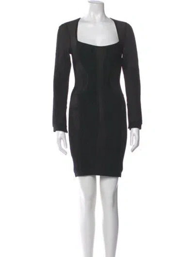 Pre-owned Herve Leger Square Neckline Mini Dress In Black