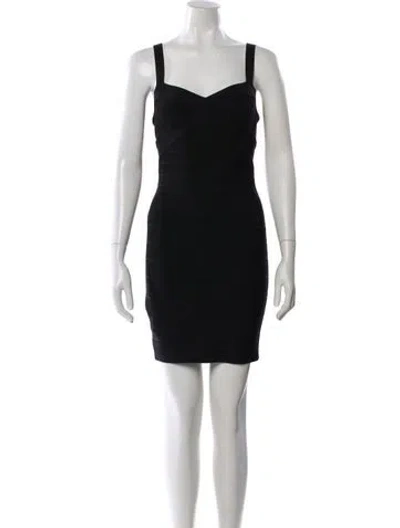 Pre-owned Herve Leger Square Neckline Mini Dress In Black