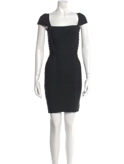 Pre-owned Herve Leger Square Neckline Mini Dress In Black