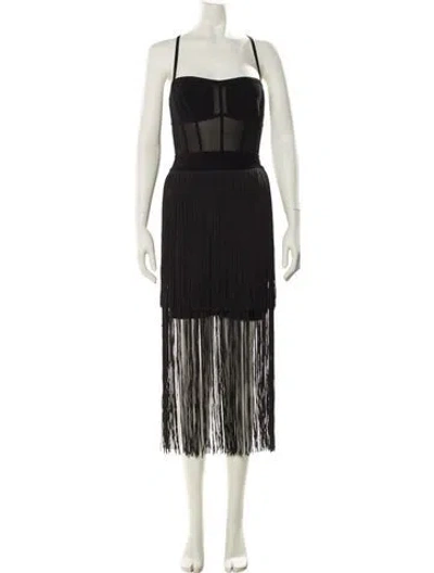 Pre-owned Herve Leger Square Neckline Mini Dress In Black
