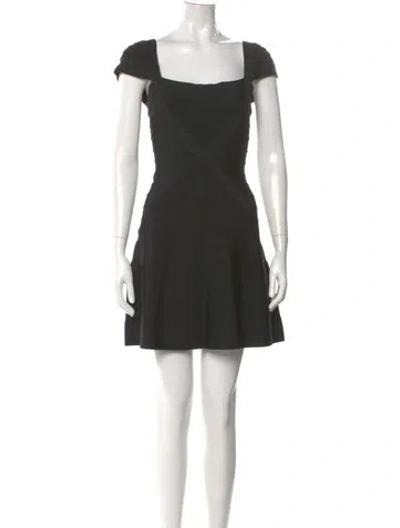 Pre-owned Herve Leger Square Neckline Mini Dress In Black