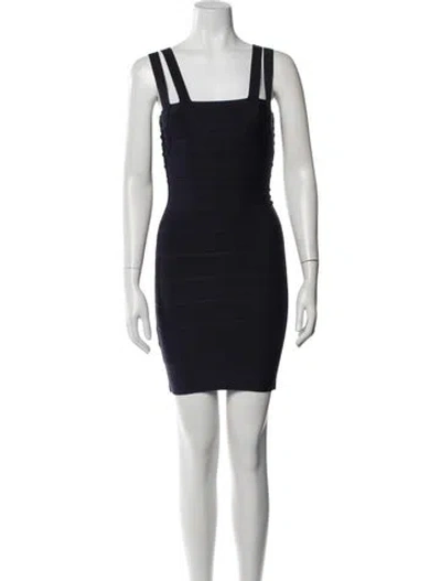 Pre-owned Herve Leger Square Neckline Mini Dress In Black