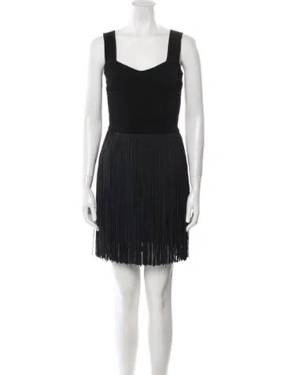 Pre-owned Herve Leger Square Neckline Mini Dress In Black