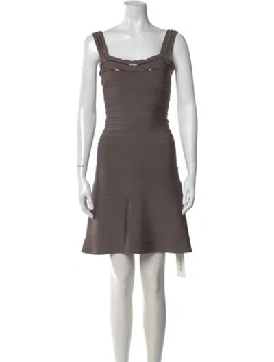 Pre-owned Herve Leger Square Neckline Mini Dress In Black