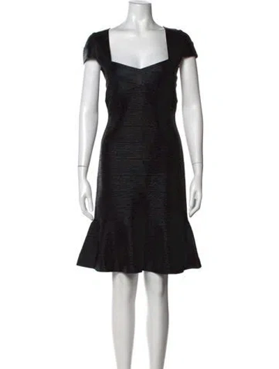 Pre-owned Herve Leger Square Neckline Mini Dress In Black