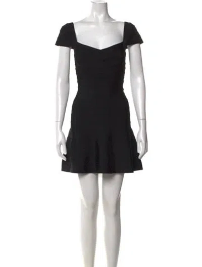 Pre-owned Herve Leger Square Neckline Mini Dress In Black
