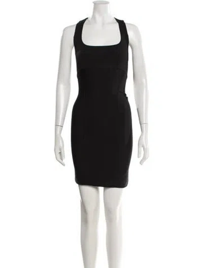 Pre-owned Herve Leger Square Neckline Mini Dress In Black