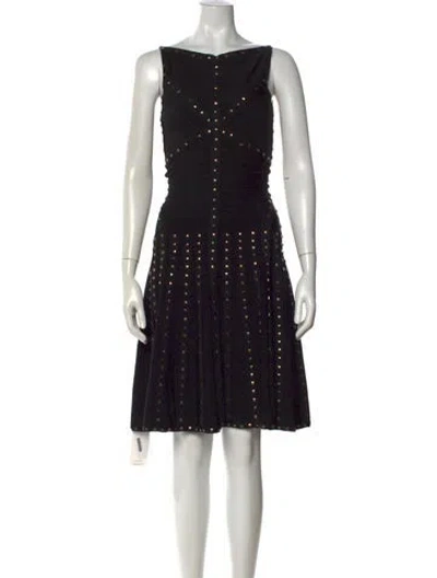 Pre-owned Herve Leger Square Neckline Mini Dress In Black