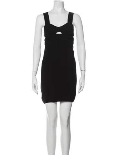 Pre-owned Herve Leger Square Neckline Mini Dress In Black