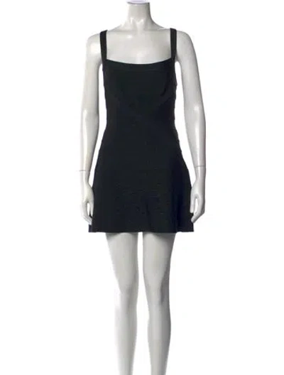 Pre-owned Herve Leger Square Neckline Mini Dress In Black