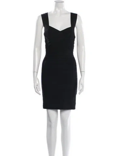 Pre-owned Herve Leger Square Neckline Mini Dress In Black