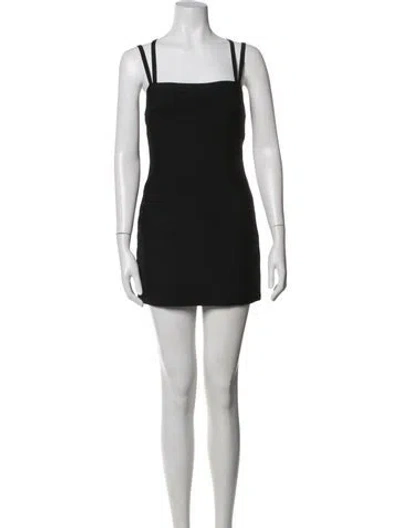 Pre-owned Herve Leger Square Neckline Mini Dress In Black