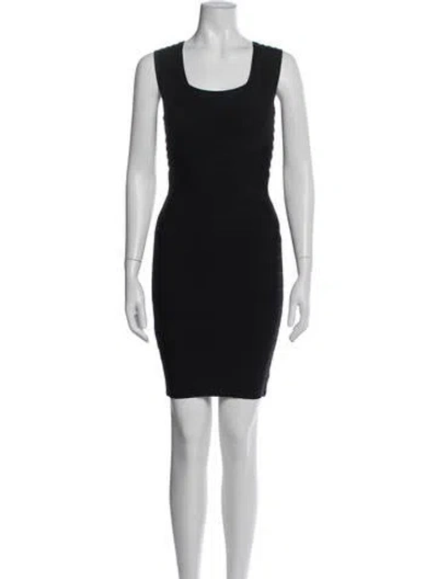 Pre-owned Herve Leger Square Neckline Mini Dress In Blue