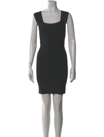 Pre-owned Herve Leger Square Neckline Mini Dress In Gray