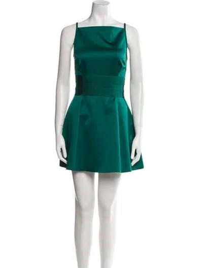 Pre-owned Herve Leger Square Neckline Mini Dress In Green