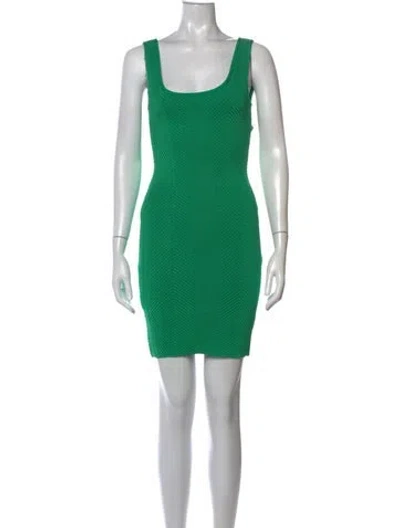 Pre-owned Herve Leger Square Neckline Mini Dress In Green