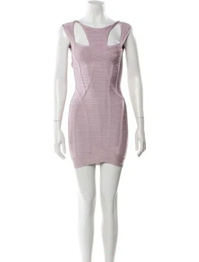 Pre-owned Herve Leger Square Neckline Mini Dress In Multi