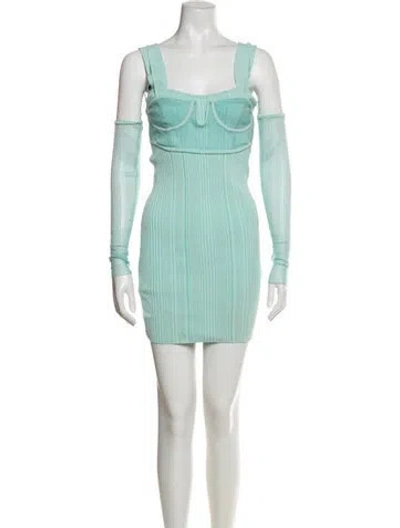 Pre-owned Herve Leger Square Neckline Mini Dress In Multi