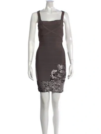 Pre-owned Herve Leger Square Neckline Mini Dress In Multi