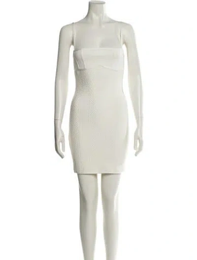 Pre-owned Herve Leger Square Neckline Mini Dress In Neutral